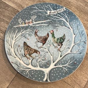 THREE FRENCH HENS 12 Days of Christmas Plate 1972 Haviland Limoges France